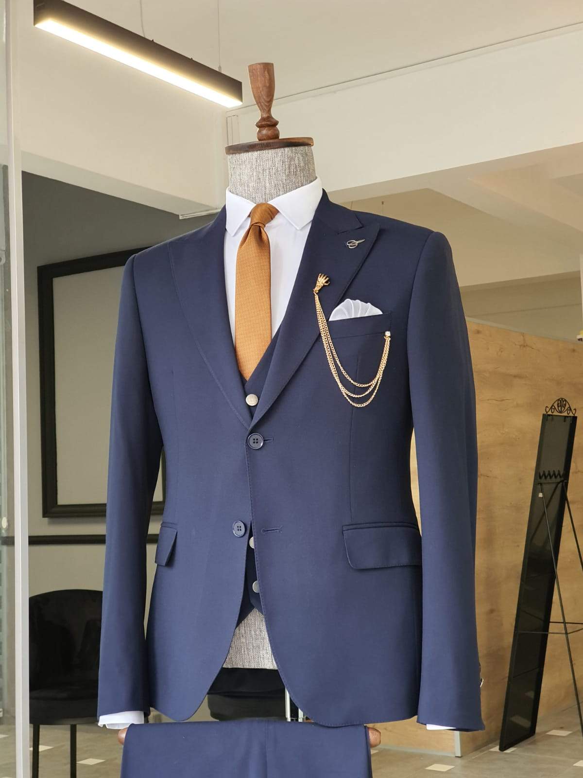 Boston Navy Blue Slim Fit Cotton Suit-baagr.myshopify.com-suit-BOJONI