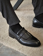 Load image into Gallery viewer, Forenzax Black Kilt Loafers-baagr.myshopify.com-shoes2-BOJONI
