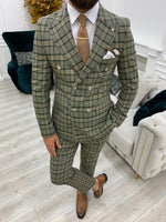 Load image into Gallery viewer, Vince Khaki Slim Fit Double Breasted Plaid Suit-baagr.myshopify.com-1-BOJONI
