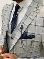 Load image into Gallery viewer, Argeli Dark Gray Plaid Slim Fit Suit-baagr.myshopify.com-1-BOJONI
