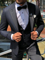 Load image into Gallery viewer, Cristian Slim-Fit Tuxedo Suit Vest Dark Blue-baagr.myshopify.com-suit-BOJONI
