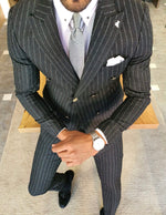 Load image into Gallery viewer, Giotto Black Slim Fit Pinstripe Double Breasted Suit-baagr.myshopify.com-suit-BOJONI
