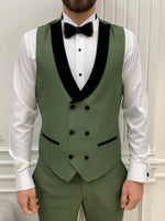 Load image into Gallery viewer, Bojoni Tishko Olive Velvet  Slim Fit Tuxedo
