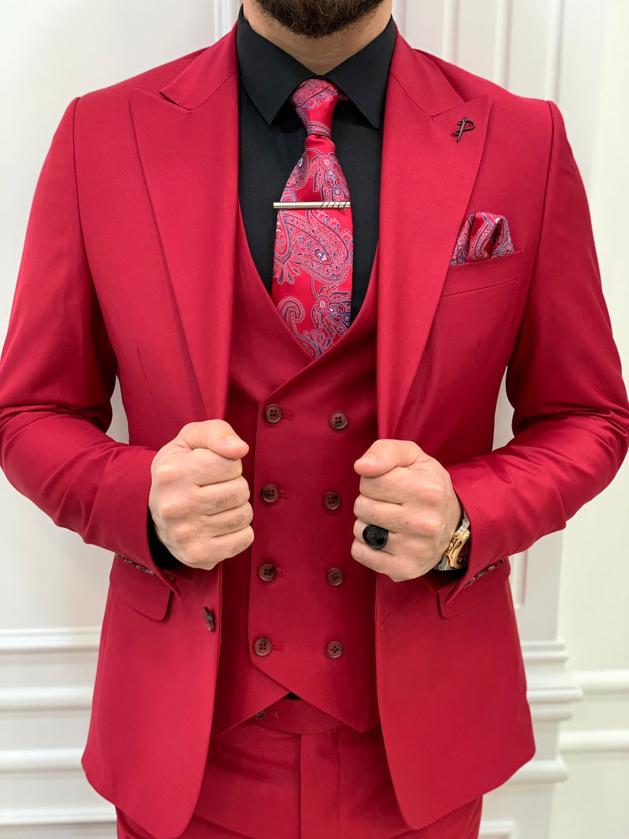Bojoni Monte Red Slim Fit Suit | BOJONI