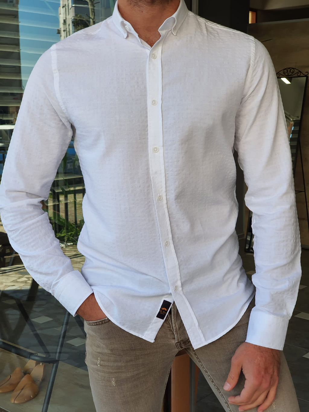Mantova White Slim Fit Long Sleeve Cotton Shirt-baagr.myshopify.com-Shirt-BOJONI