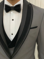Load image into Gallery viewer, Bojoni Tishko Gray Shawl Velvet Collar Slim Fit Tuxedo

