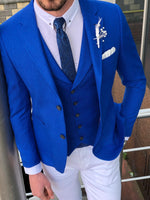Load image into Gallery viewer, Fendis Slim-Fit Cotton Suit Vest Blue-baagr.myshopify.com-suit-BOJONI
