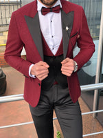 Load image into Gallery viewer, Slim-Fit Tuxedo Suit Claret Red II-baagr.myshopify.com-suit-BOJONI
