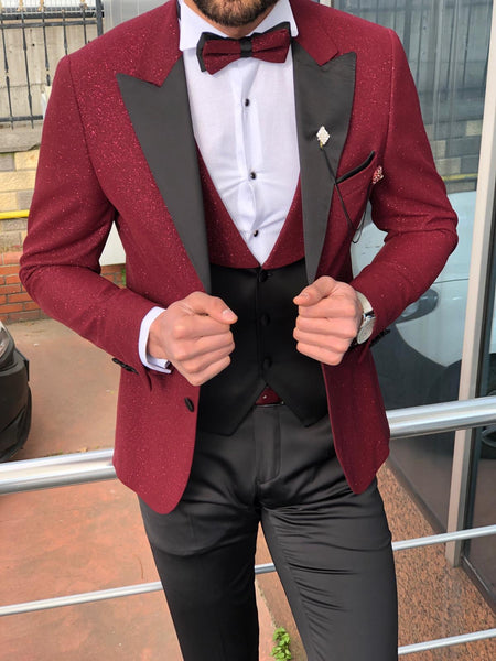 Slim-Fit Tuxedo Suit Claret Red II | BOJONI