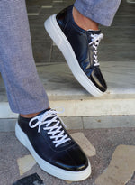 Load image into Gallery viewer, Patroni Navy Blue Mid-Top Sneakers-baagr.myshopify.com-shoes2-brabion
