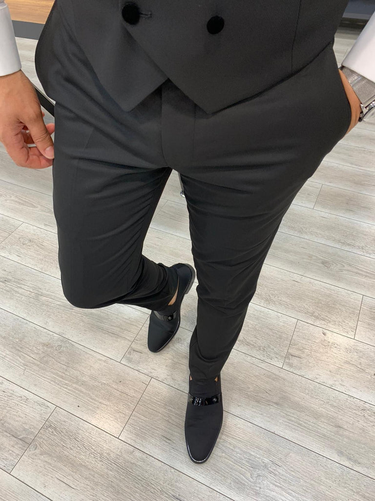 Trivio Jacquard Black Shawl Slim Fit Tuxedo | BOJONI