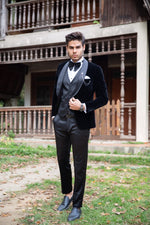 Load image into Gallery viewer, Plin Slim-Fit Velvet Vest Tuxedo Black-baagr.myshopify.com-suit-BOJONI
