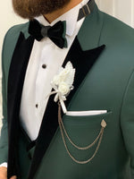 Load image into Gallery viewer, Moncani Green Slim Fit Velvet Peak Lapel Tuxedo-baagr.myshopify.com-1-BOJONI
