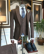 Load image into Gallery viewer, Bojoni Montreal Brown Slim-Fit Suit 3-Piece
