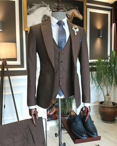 Bojoni Montreal Brown Slim-Fit Suit 3-Piece