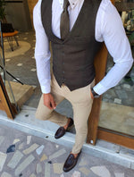 Load image into Gallery viewer, Daroni Khaki Slim Fit Vest-baagr.myshopify.com-suit-BOJONI

