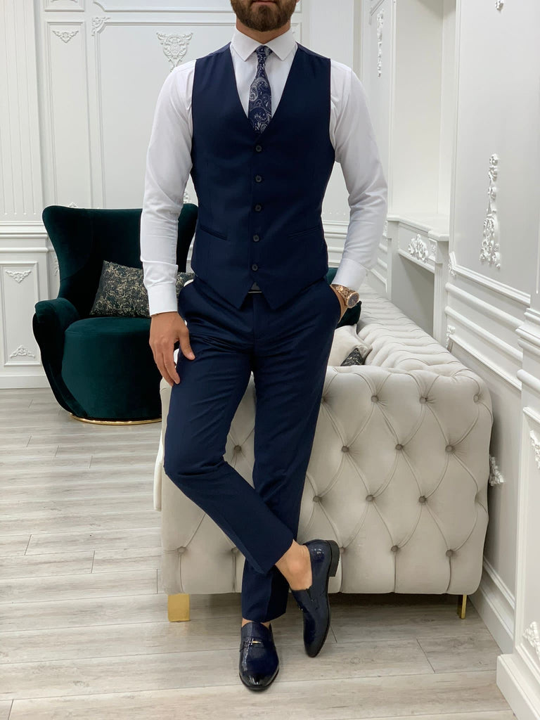 Forenzax Navy Blue Slim Fit Suit | BOJONI