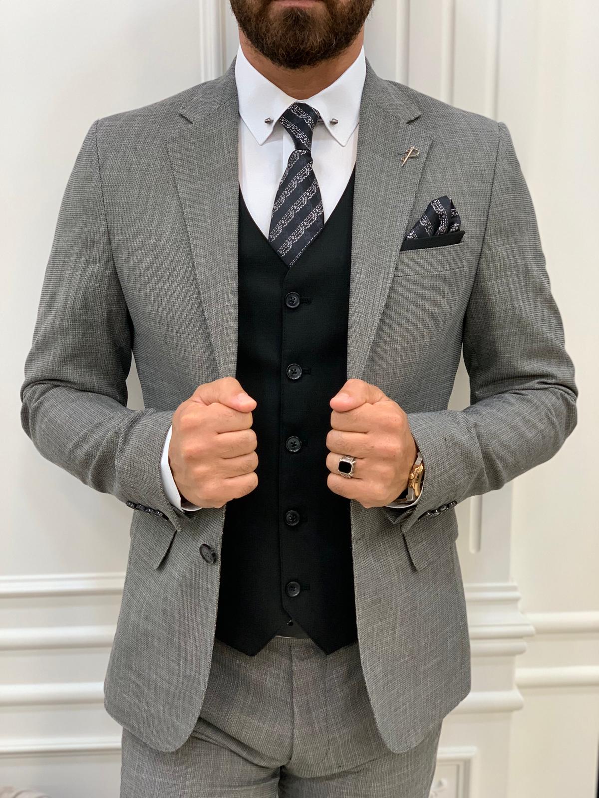 Bojoni Frento Gray Slim Fit Suit