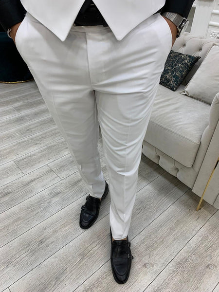 Vince White Slim Fit Peak Lapel Suit | BOJONI