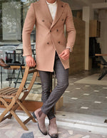 Load image into Gallery viewer, Forenzax Beige Slim Fit Wool Long Coat-baagr.myshopify.com-Jacket-BOJONI
