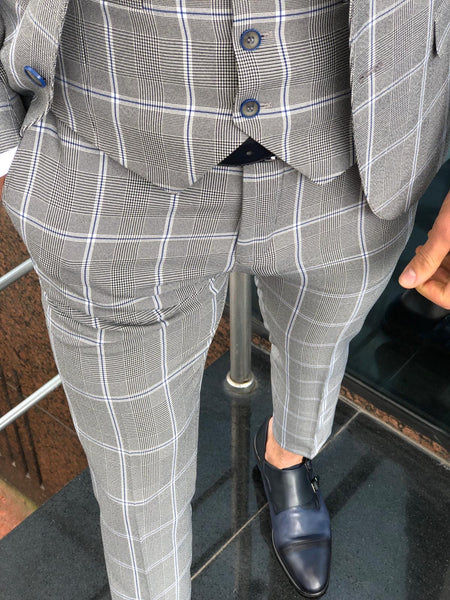 ASOS DESIGN skinny suit trousers in grey check  ASOS