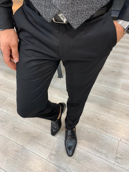 Fontetti Black Slim Fit Plaid Check Suit | BOJONI