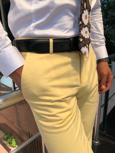 Gardi Slim-fit cotton pants YELLOW-baagr.myshopify.com-Pants-BOJONI