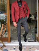 Load image into Gallery viewer, Daroni Claret Red Slim Fit Suit-baagr.myshopify.com-suit-BOJONI
