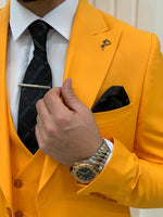 Load image into Gallery viewer, Bojoni Monte Yellow  Slim Fit Suit
