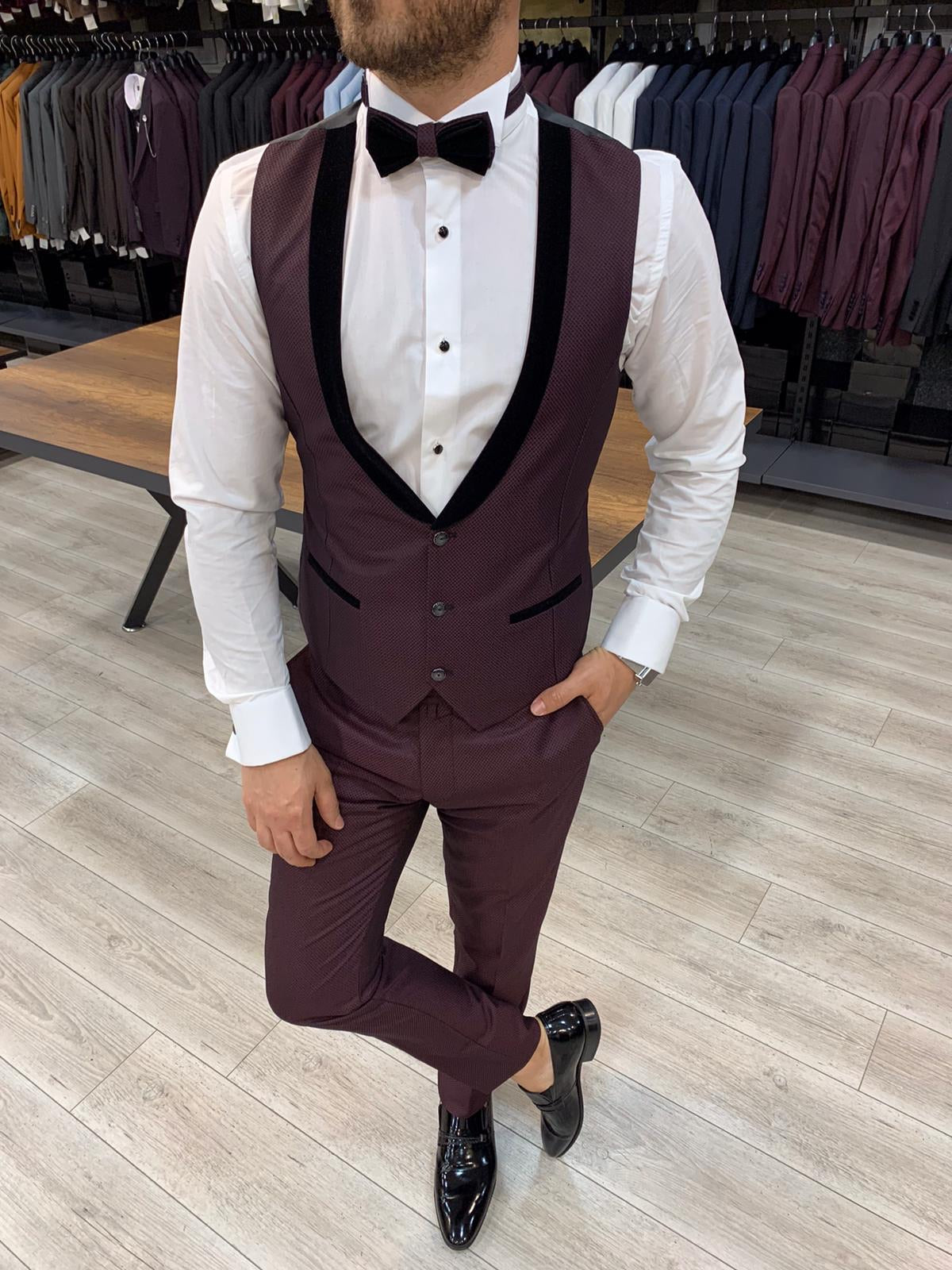 Arezzo Claret Red  Slim Fit Tuxedo-baagr.myshopify.com-1-BOJONI