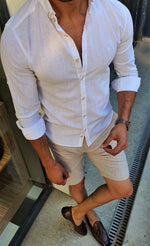 Henderson White Slim Fit Button Collar Shirt | BOJONI