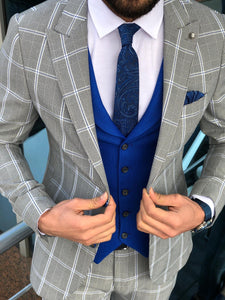 Slim-Fit Plaid Suit Vest Gray-baagr.myshopify.com-suit-BOJONI