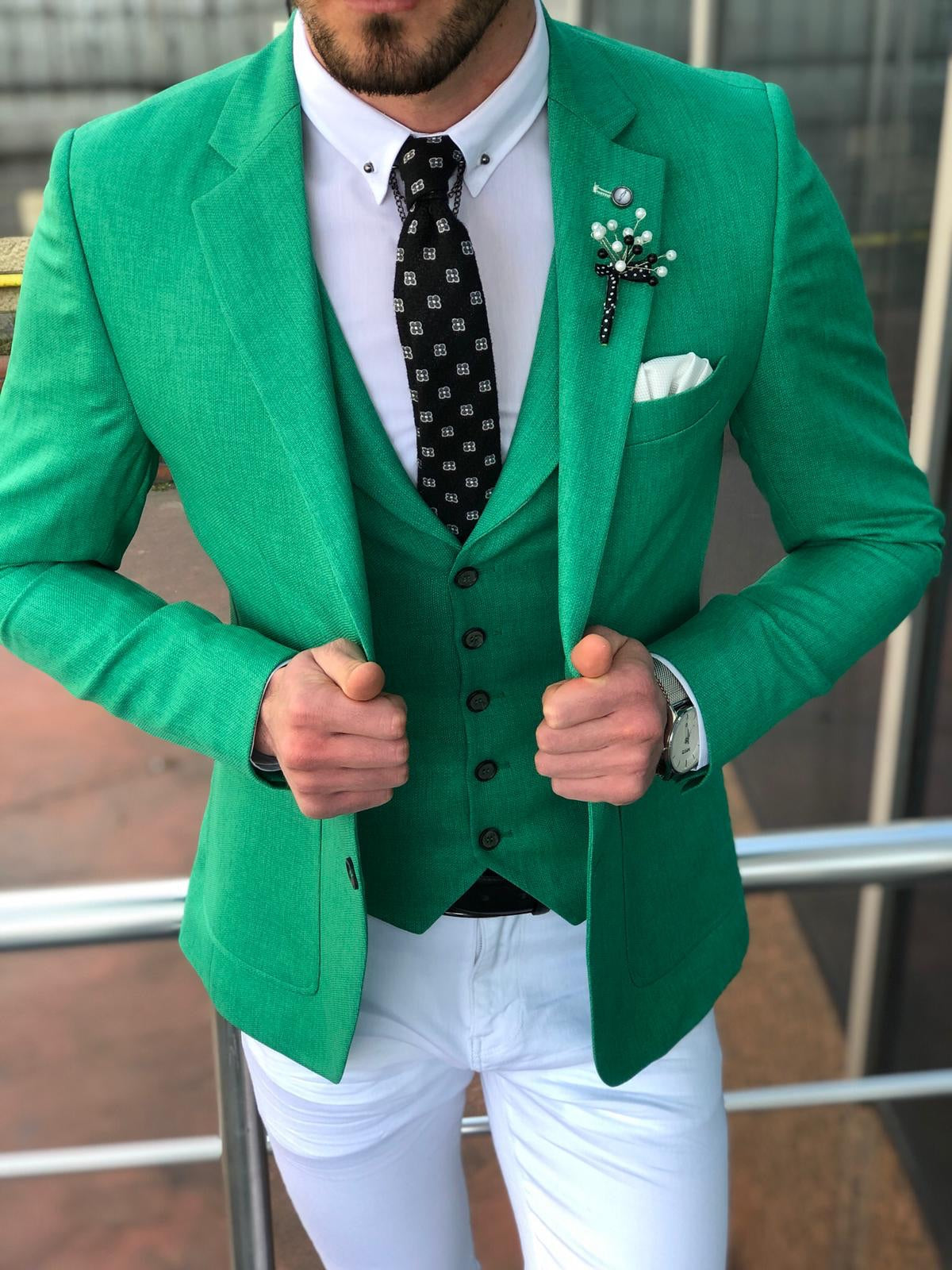 Multi Slim-Fit Suit Vest Green | BOJONI Multi Slim-Fit Suit Vest Green | BOJONI