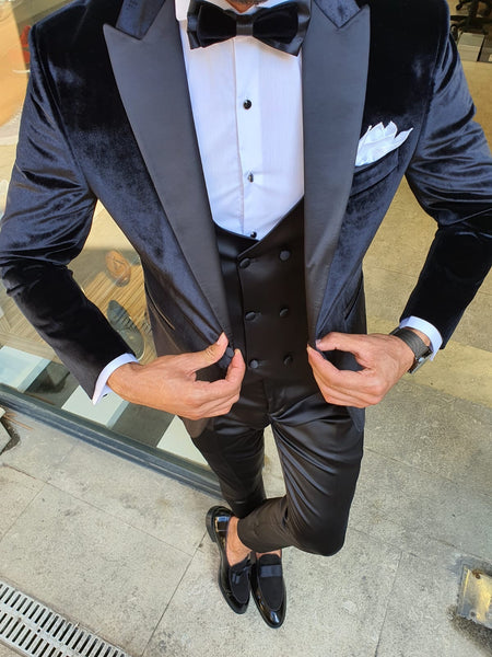 Timothy Black Slim Fit Notch Lapel Tuxedo | BOJONI