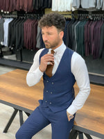 Load image into Gallery viewer, Rocca Navy Blue Slim Fit Pinstripe Suit-baagr.myshopify.com-1-BOJONI
