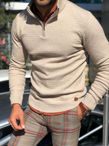 Slim-Fit Zippered Half-Necked Knitwear (2 Colors)-baagr.myshopify.com-sweatshirts-BOJONI