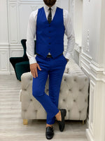 Load image into Gallery viewer, Lambrusco Blue Slim Fit Peak Lapel Striped Suit-baagr.myshopify.com-1-BOJONI
