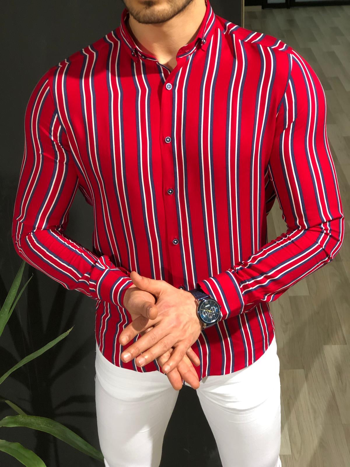 Benso Slim-Fit Striped Shirt (4 Colors) | BOJONI