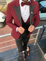 Load image into Gallery viewer, Slim-Fit Tuxedo Suit Claret Red II-baagr.myshopify.com-suit-BOJONI

