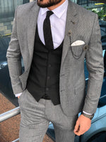 Load image into Gallery viewer, Slim-Fit Patterned Suit Vest Black-baagr.myshopify.com-suit-BOJONI
