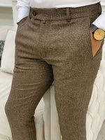 Load image into Gallery viewer, Serra Brown Slim Fit Pants-baagr.myshopify.com-Pants-BOJONI

