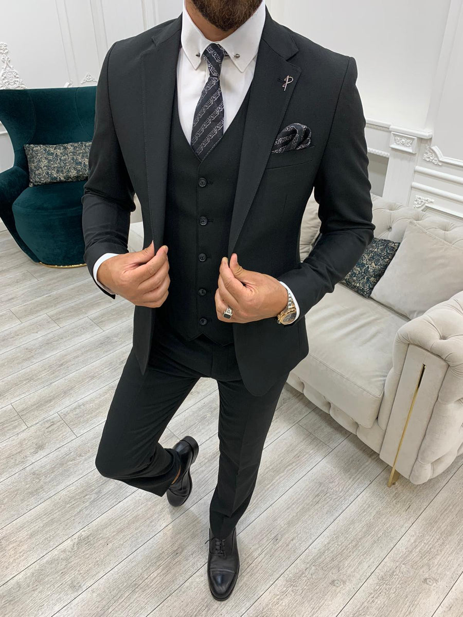 Bojoni Frento Black Slim Fit Suit | BOJONI