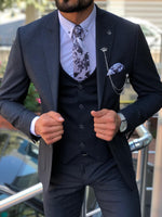 Load image into Gallery viewer, Mikki Slim-Fit  Patterned Suit in Blue-baagr.myshopify.com-suit-BOJONI
