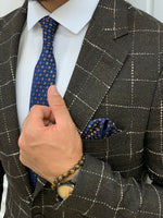 Load image into Gallery viewer, Serra Dark Coffee Slim Fit Plaid Suit-baagr.myshopify.com-1-BOJONI
