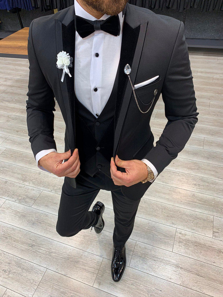 Ventura Black Velvet Slim Fit Tuxedo | BOJONI