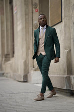 Load image into Gallery viewer, Bojoni Shagori Slim Fit Striped Green  Suit
