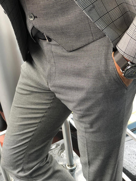 Greh Slim-Fit Plaid Suit Vest Gray | BOJONI
