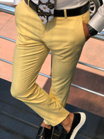 Load image into Gallery viewer, Gardi Slim-fit cotton pants YELLOW-baagr.myshopify.com-Pants-BOJONI
