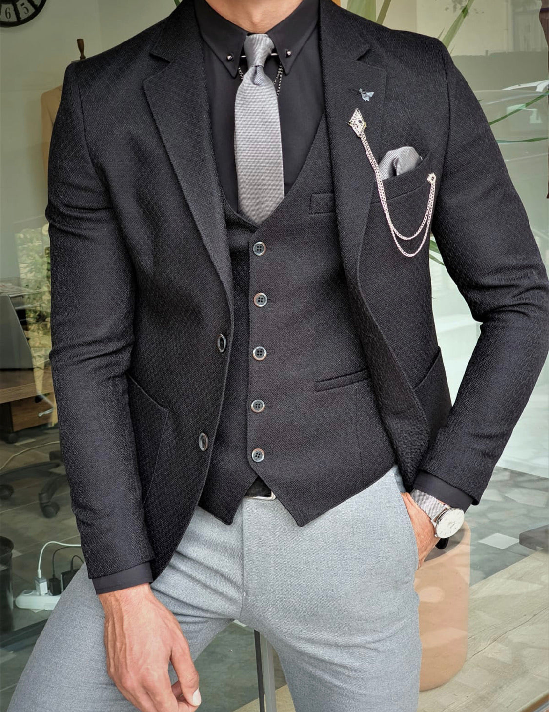Forenzax Black Slim Fit Suit