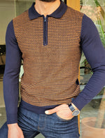 Load image into Gallery viewer, Bloom Camel Slim Fit Zipper Collar Sweater-baagr.myshopify.com-sweatshirts-BOJONI
